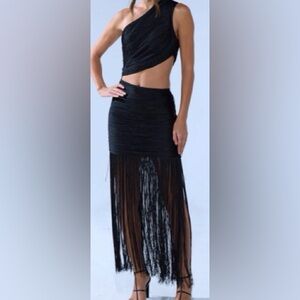 Elegant Black Fringe Dress